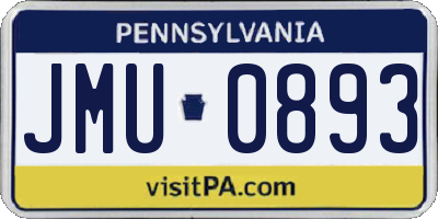 PA license plate JMU0893