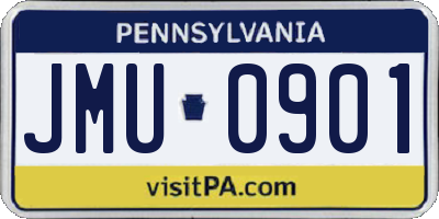 PA license plate JMU0901