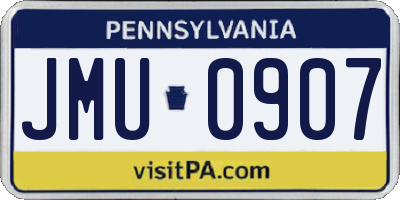 PA license plate JMU0907