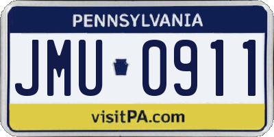 PA license plate JMU0911
