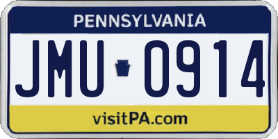 PA license plate JMU0914
