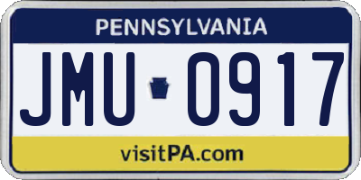 PA license plate JMU0917