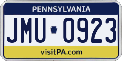PA license plate JMU0923