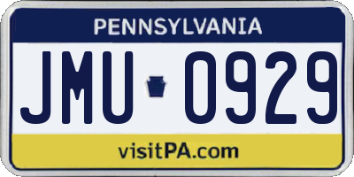 PA license plate JMU0929
