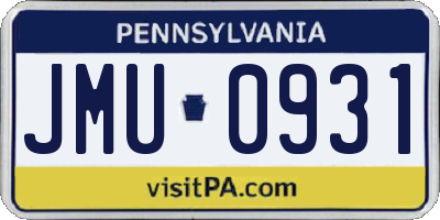 PA license plate JMU0931