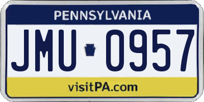PA license plate JMU0957