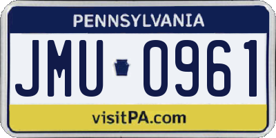 PA license plate JMU0961