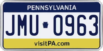 PA license plate JMU0963