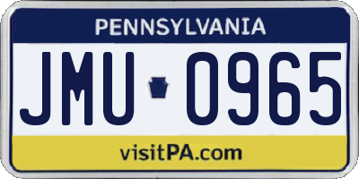 PA license plate JMU0965