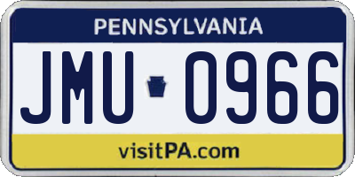 PA license plate JMU0966
