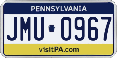 PA license plate JMU0967