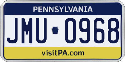 PA license plate JMU0968