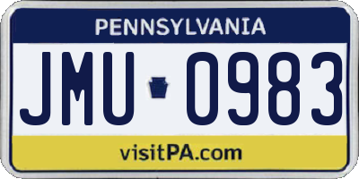 PA license plate JMU0983