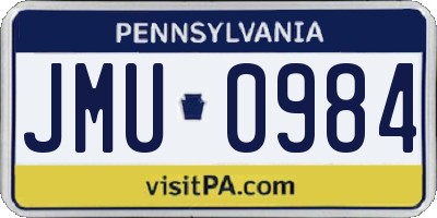 PA license plate JMU0984