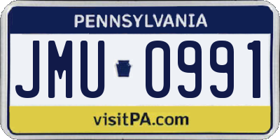 PA license plate JMU0991
