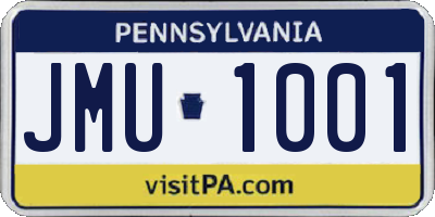 PA license plate JMU1001