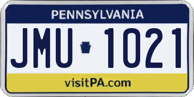 PA license plate JMU1021