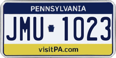 PA license plate JMU1023