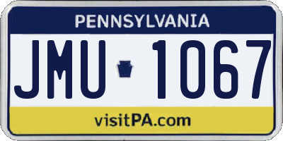 PA license plate JMU1067