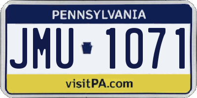 PA license plate JMU1071