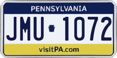 PA license plate JMU1072