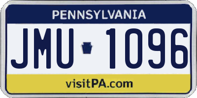 PA license plate JMU1096