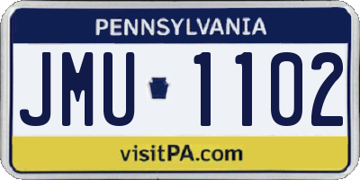 PA license plate JMU1102