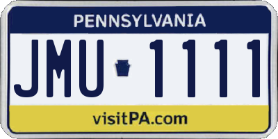 PA license plate JMU1111