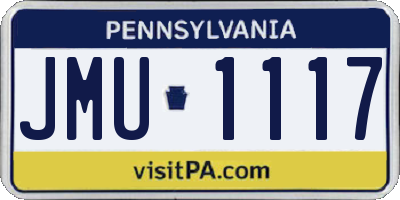 PA license plate JMU1117