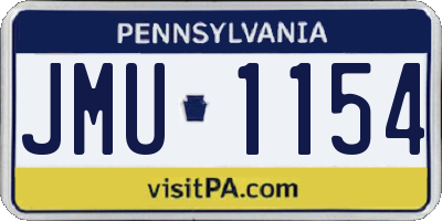 PA license plate JMU1154