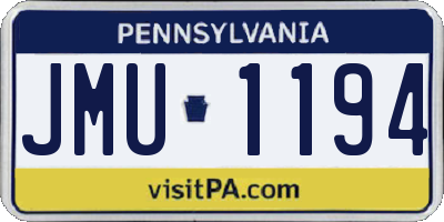 PA license plate JMU1194