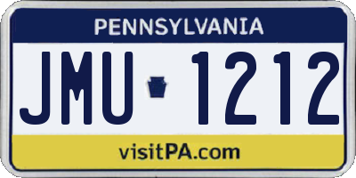 PA license plate JMU1212