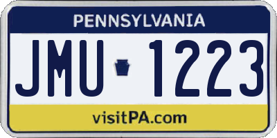 PA license plate JMU1223