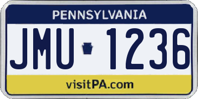 PA license plate JMU1236