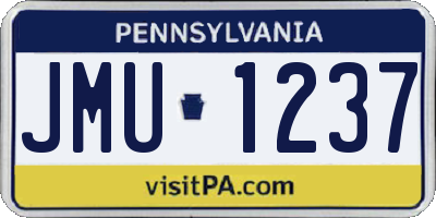 PA license plate JMU1237