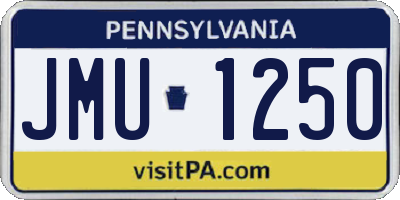 PA license plate JMU1250