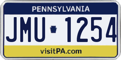 PA license plate JMU1254