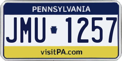 PA license plate JMU1257