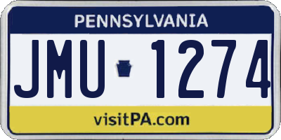 PA license plate JMU1274