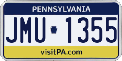 PA license plate JMU1355