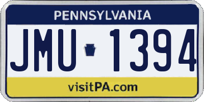 PA license plate JMU1394
