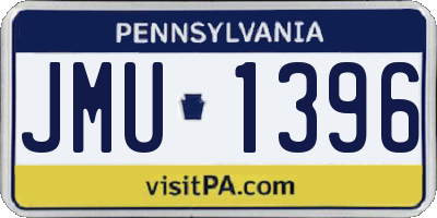 PA license plate JMU1396