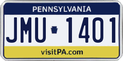 PA license plate JMU1401