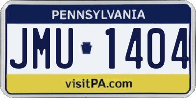 PA license plate JMU1404