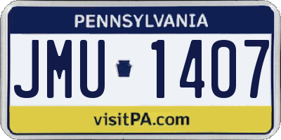PA license plate JMU1407
