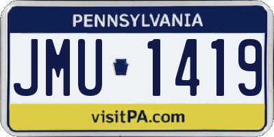 PA license plate JMU1419