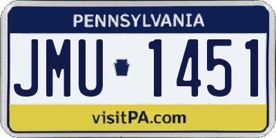 PA license plate JMU1451