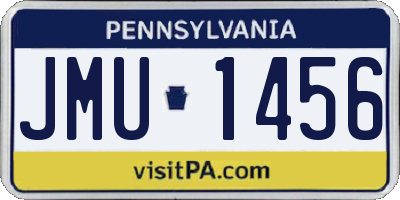 PA license plate JMU1456