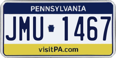 PA license plate JMU1467