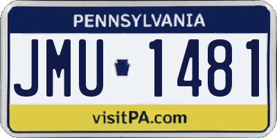 PA license plate JMU1481